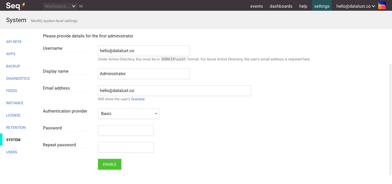 Configure authentication