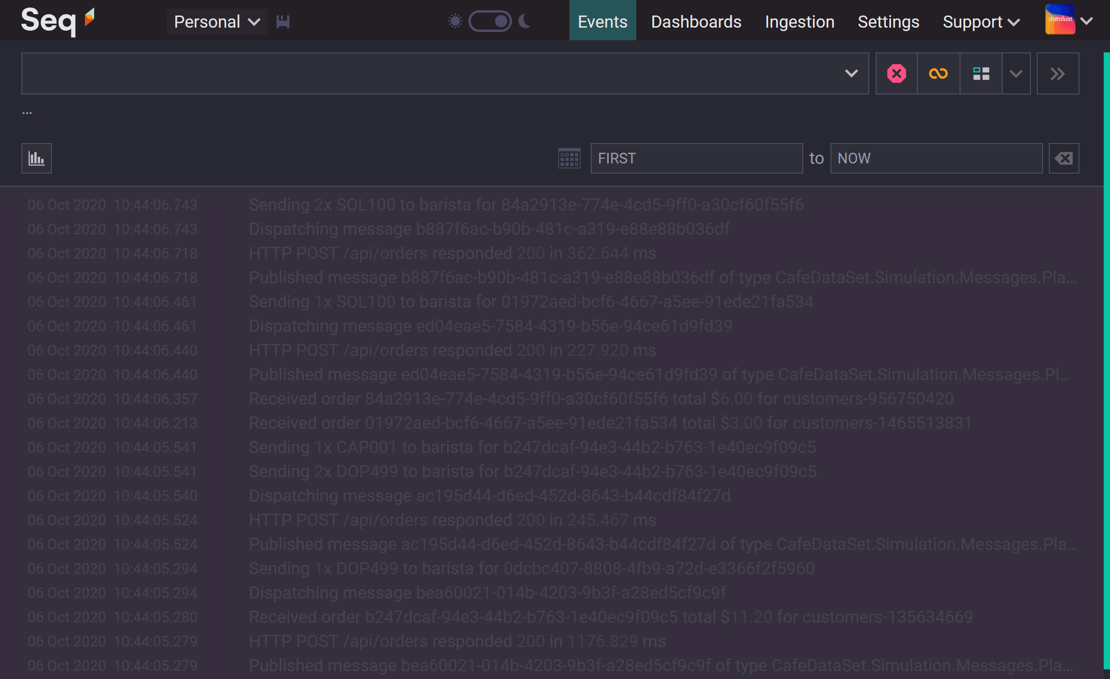 Improved live tailing in Seq 2020.3.