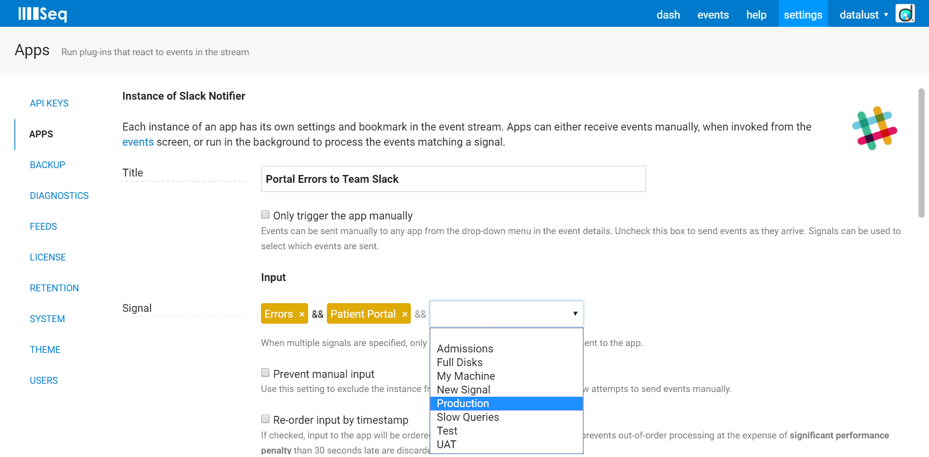App configuration