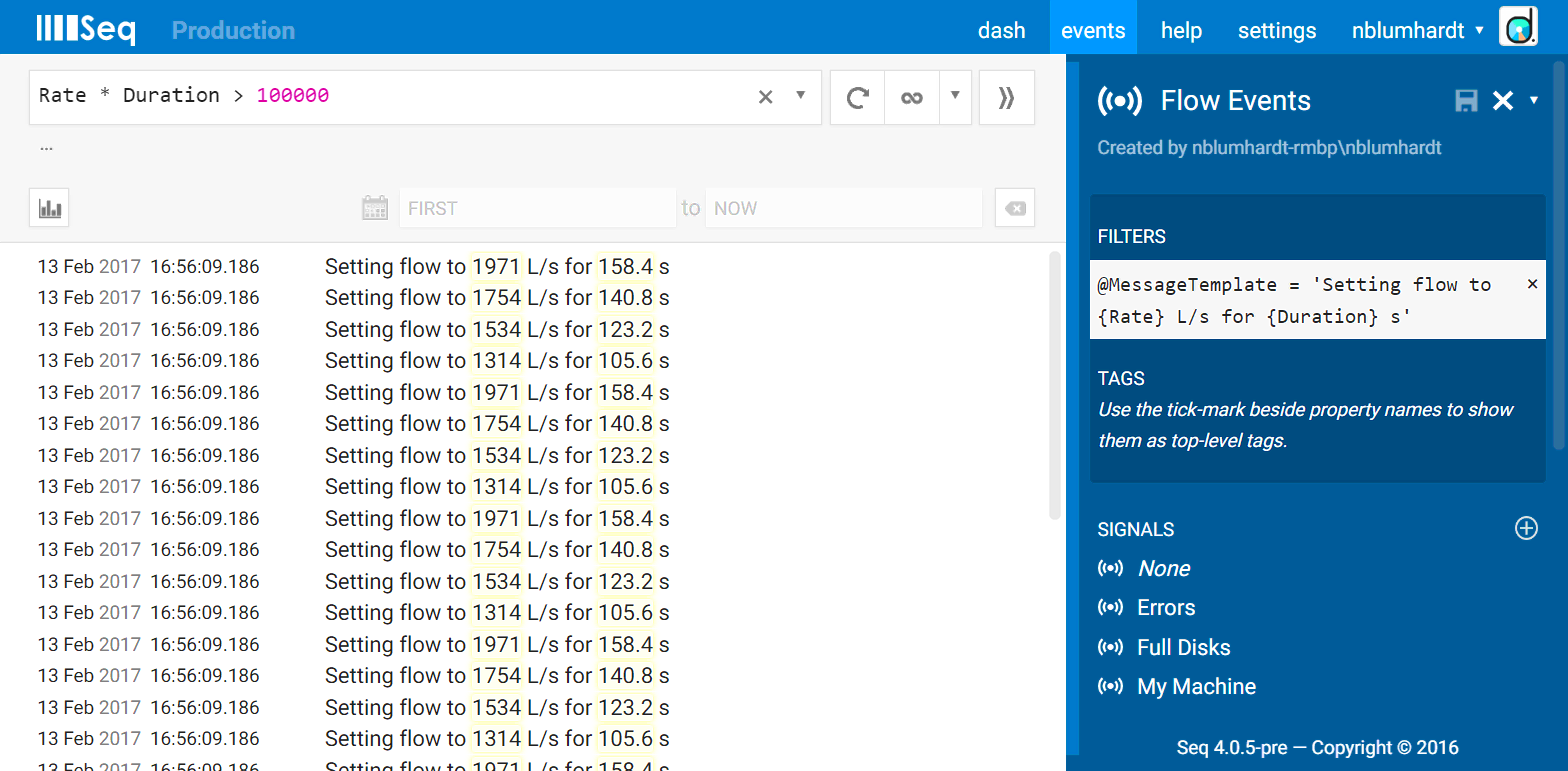Flow event example