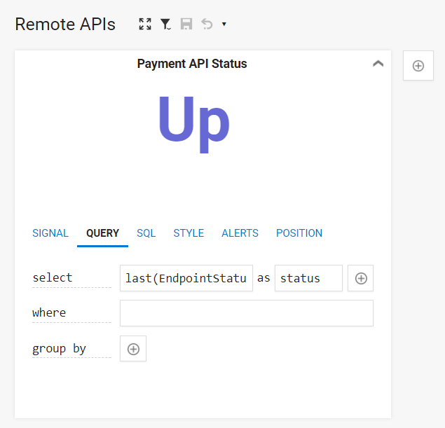 Endpoint status chart configuration