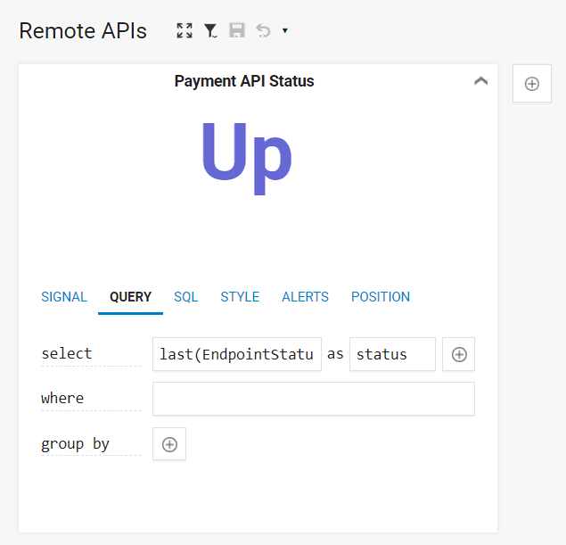 Endpoint status chart configuration