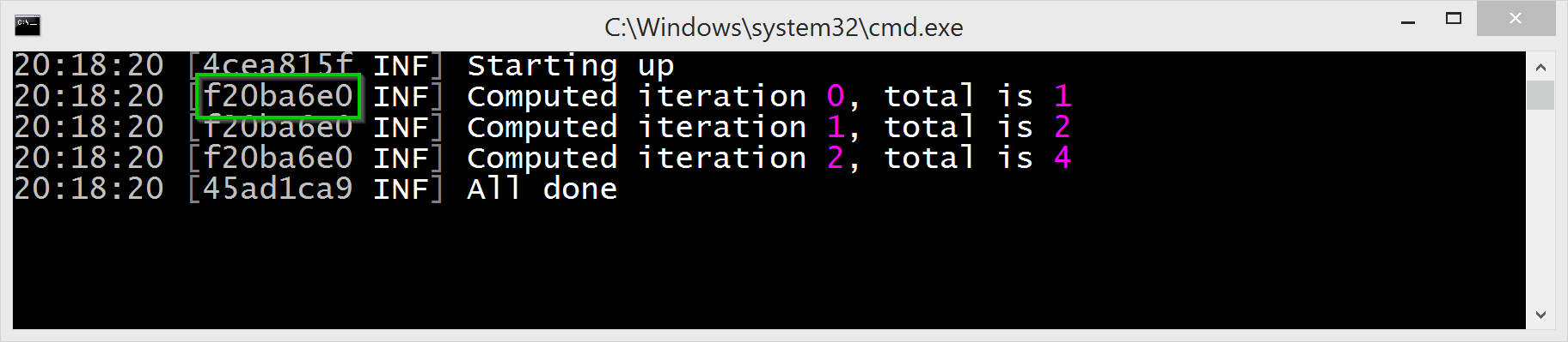 Console with event type