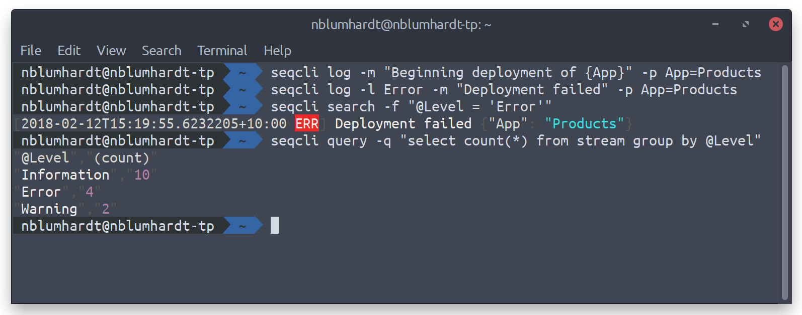 The Seq command-line client