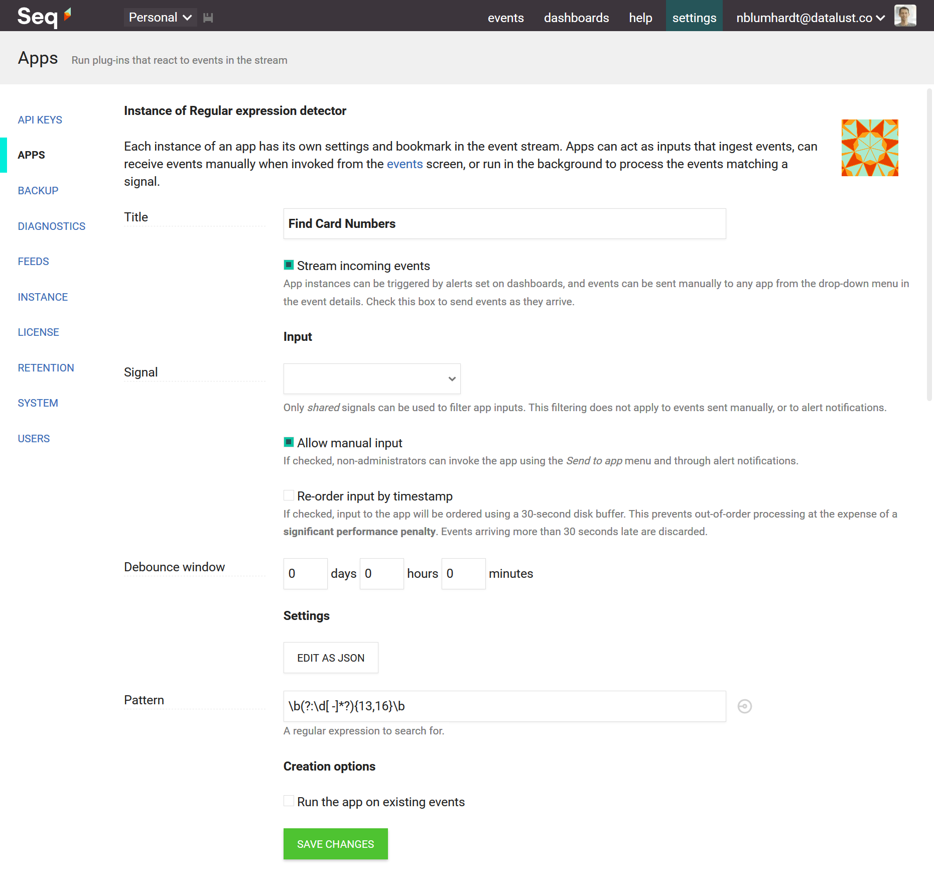 Running an instance of the app