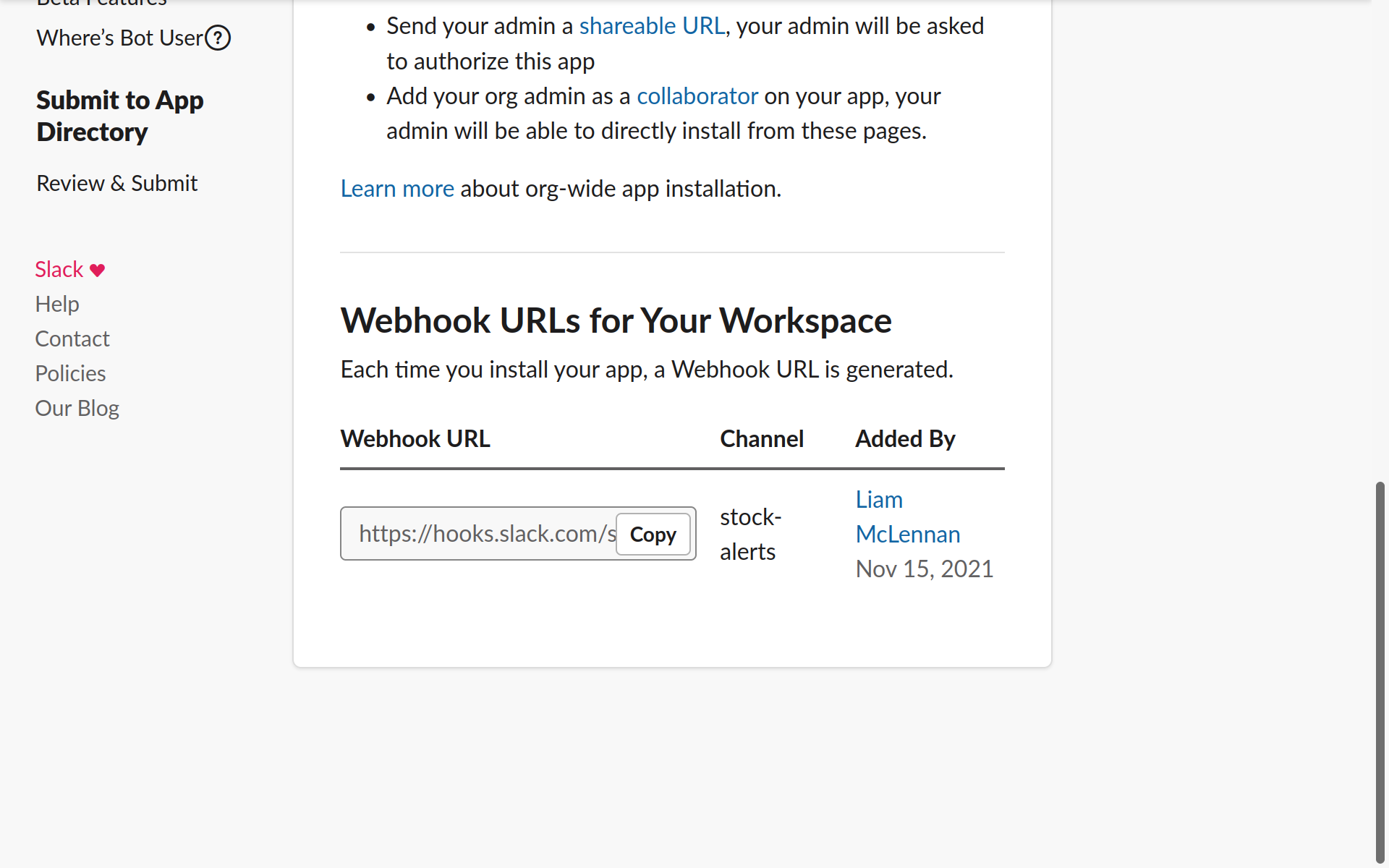 Configure Slack to receive notifications