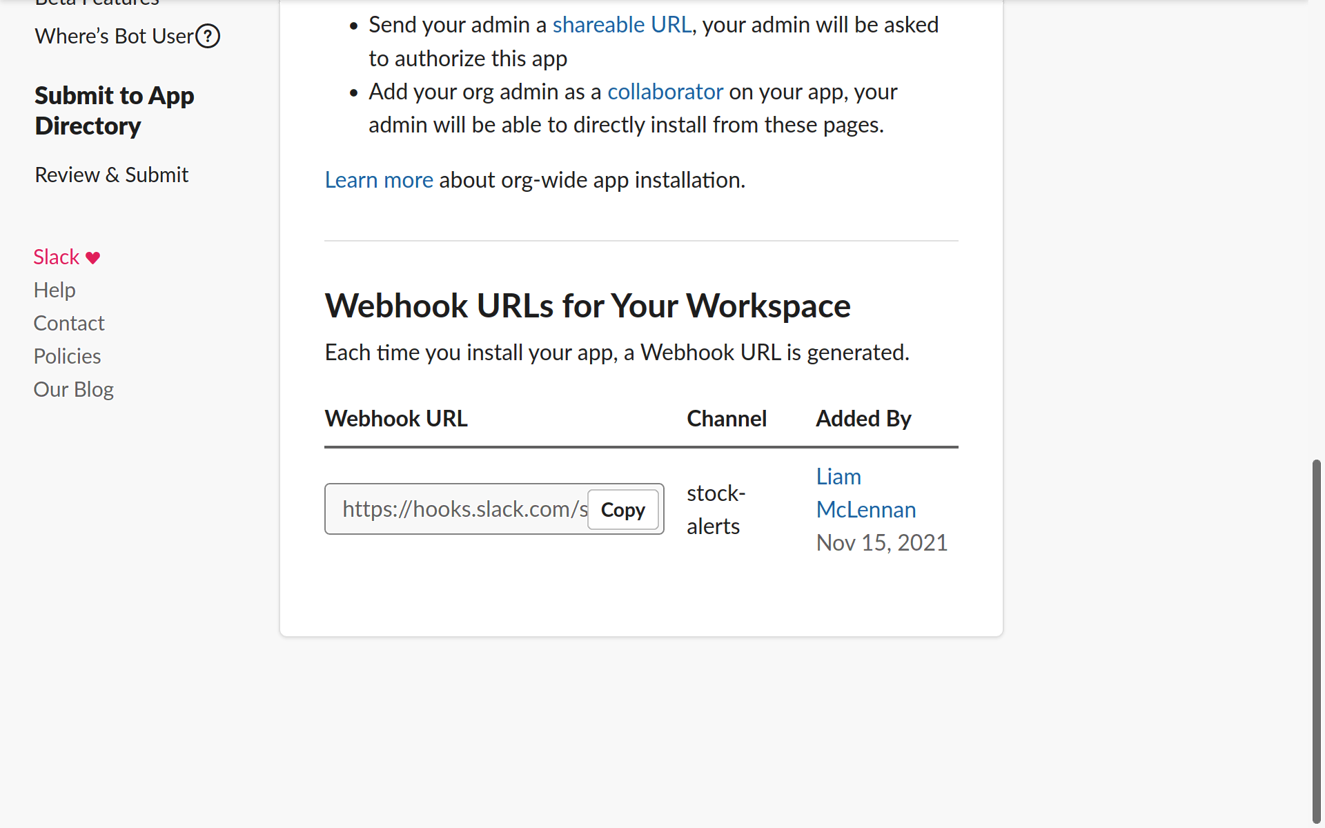Configure Slack to receive notifications