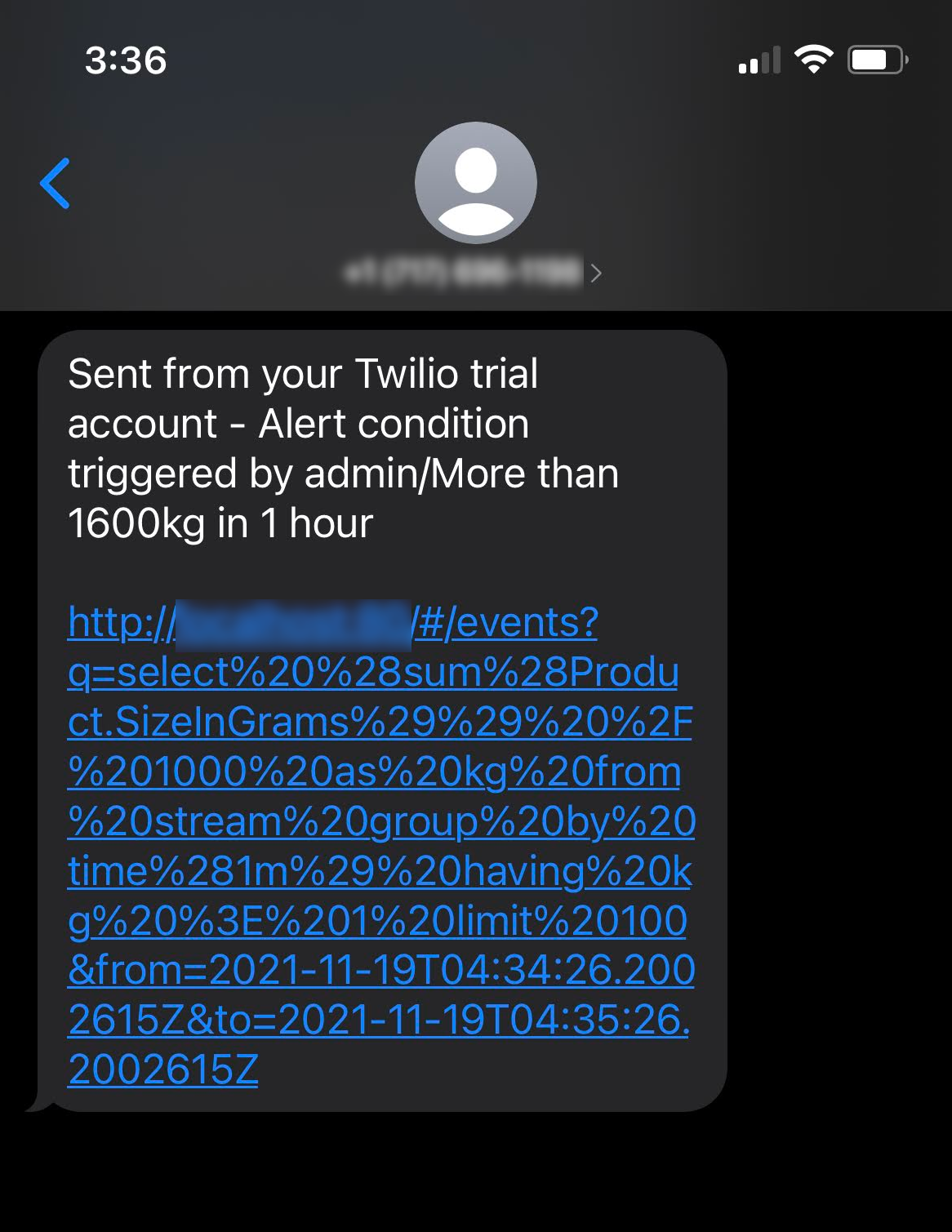 SMS triggered from Seq alert and sent via HttpRequest app