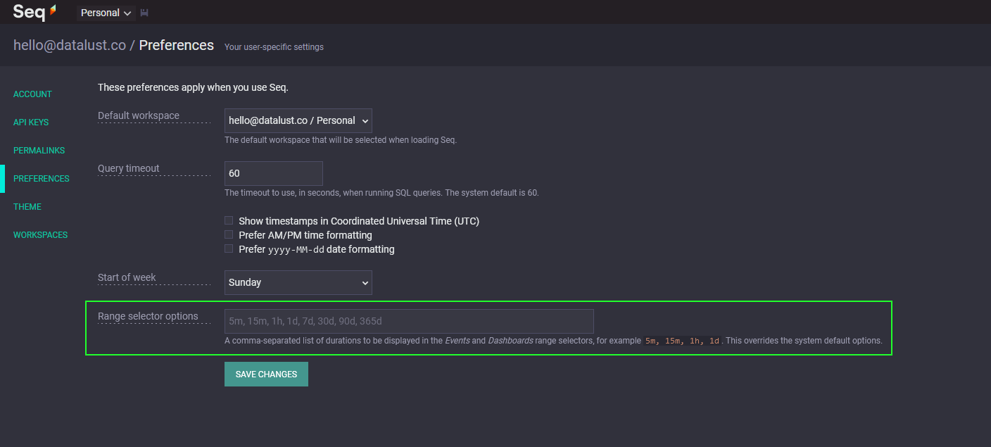 The new "Range selector options" setting; this is perfect if you find that you frequently need ranges such as "2d" that are not in the default set.