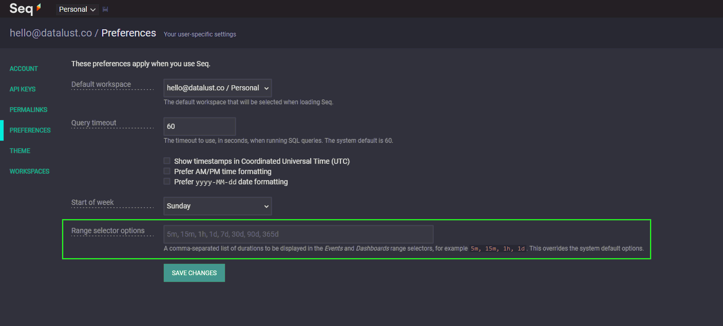 The new "Range selector options" setting; this is perfect if you find that you frequently need ranges such as "2d" that are not in the default set.