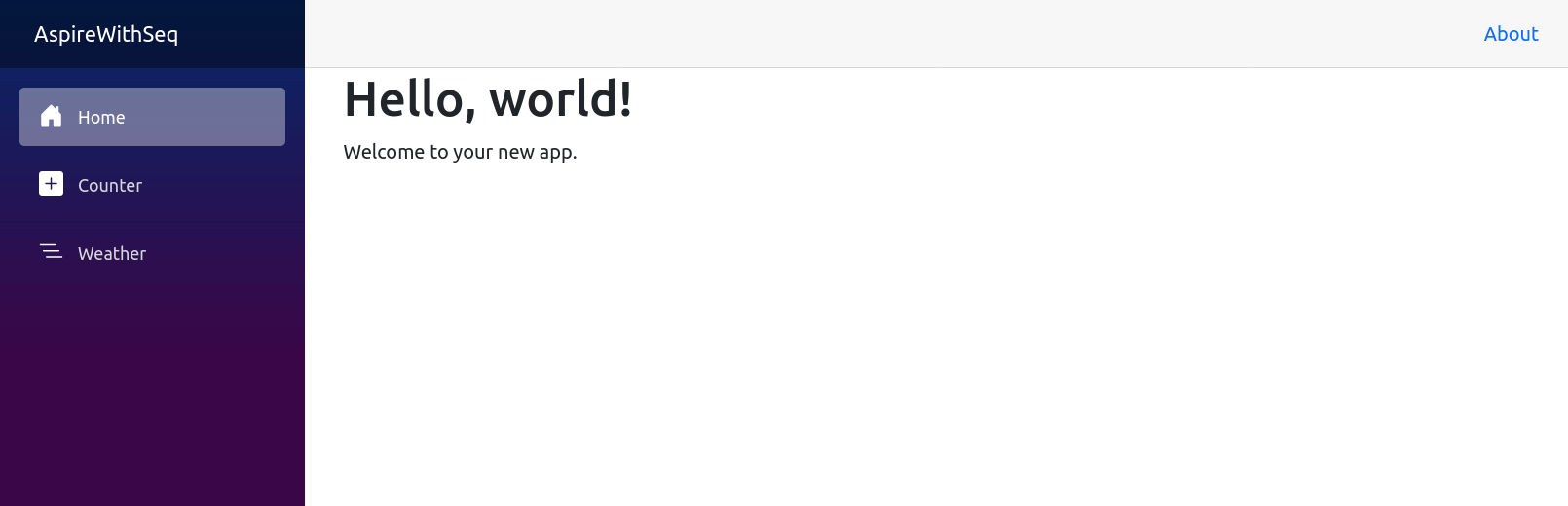 The aspire-starter example web application