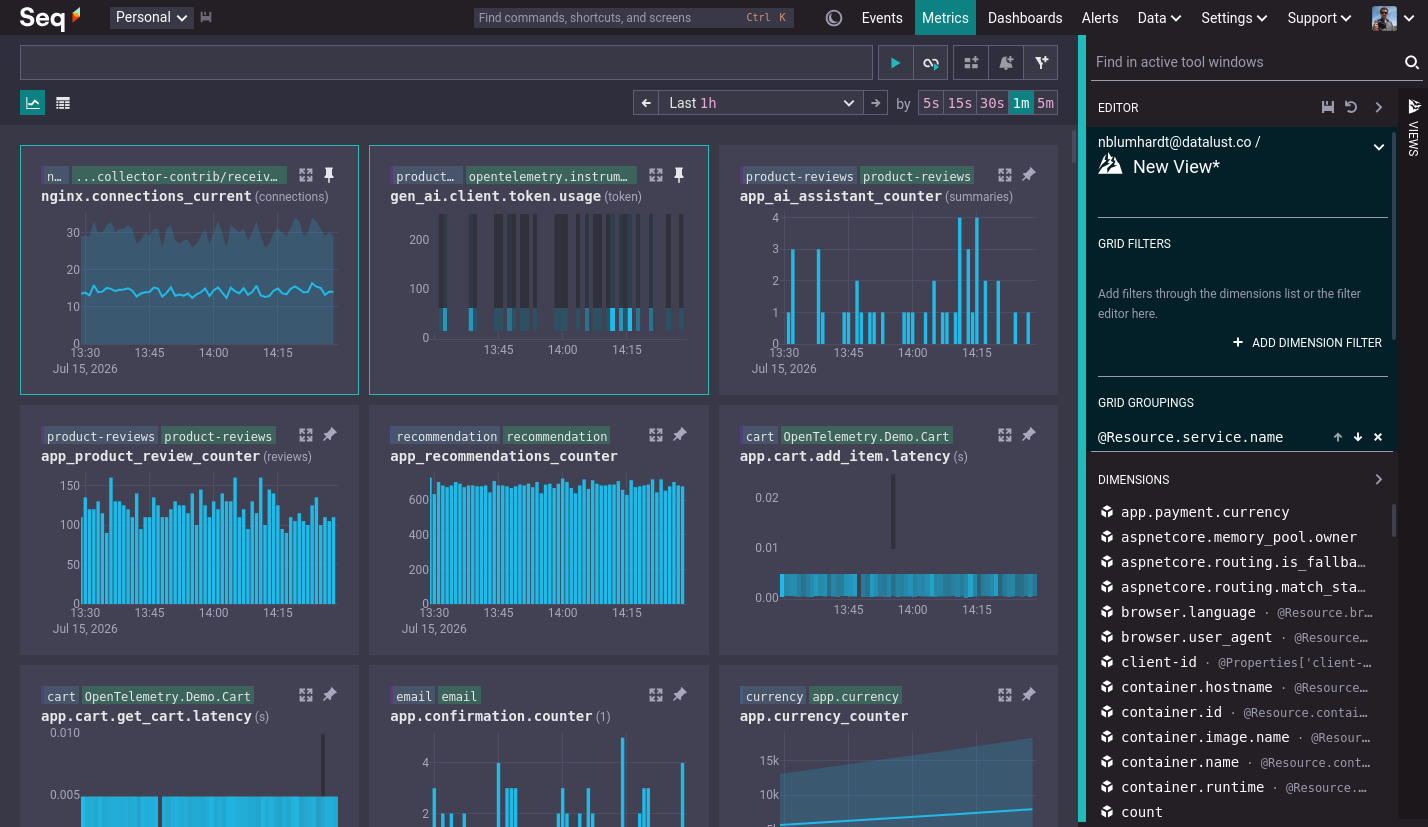 The Seq 2026.1 Metrics screen
