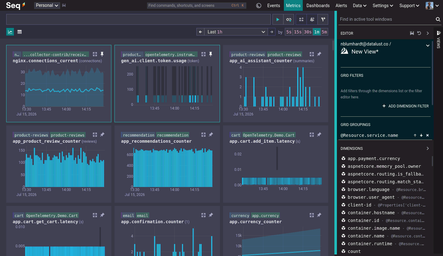 The Seq 2026.1 Metrics screen
