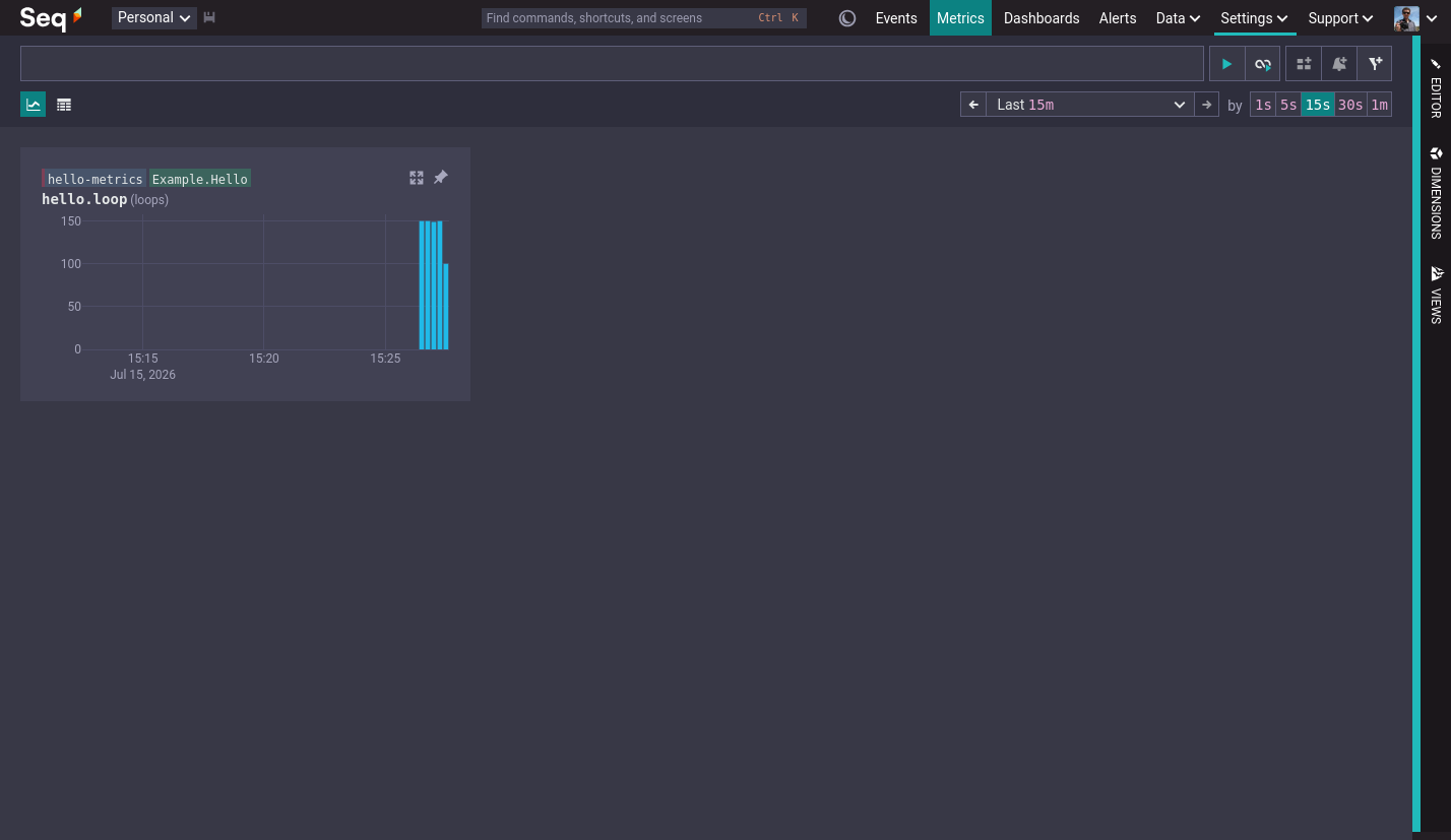 The example counter shown in the Seq Metrics screen.