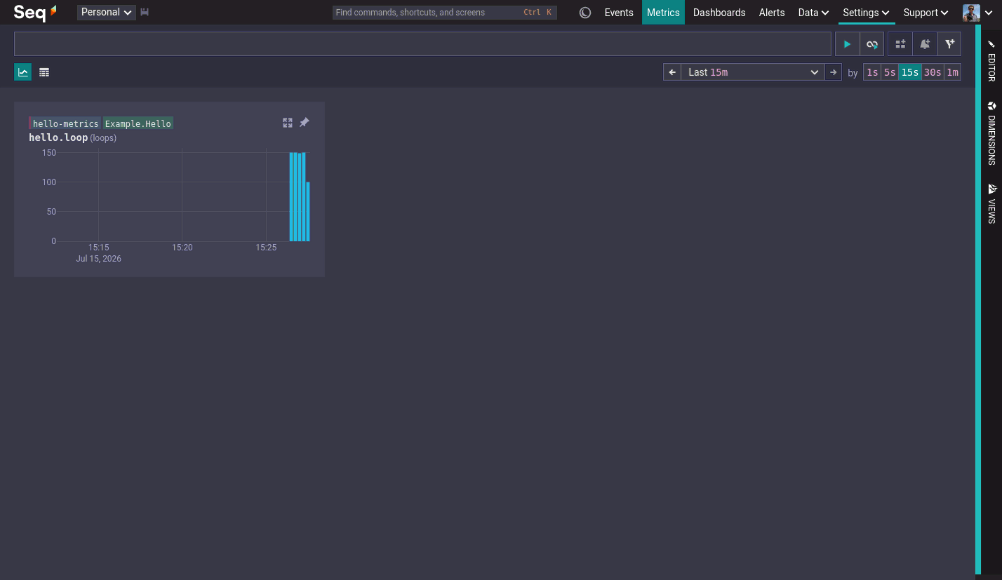 The example counter shown in the Seq Metrics screen.