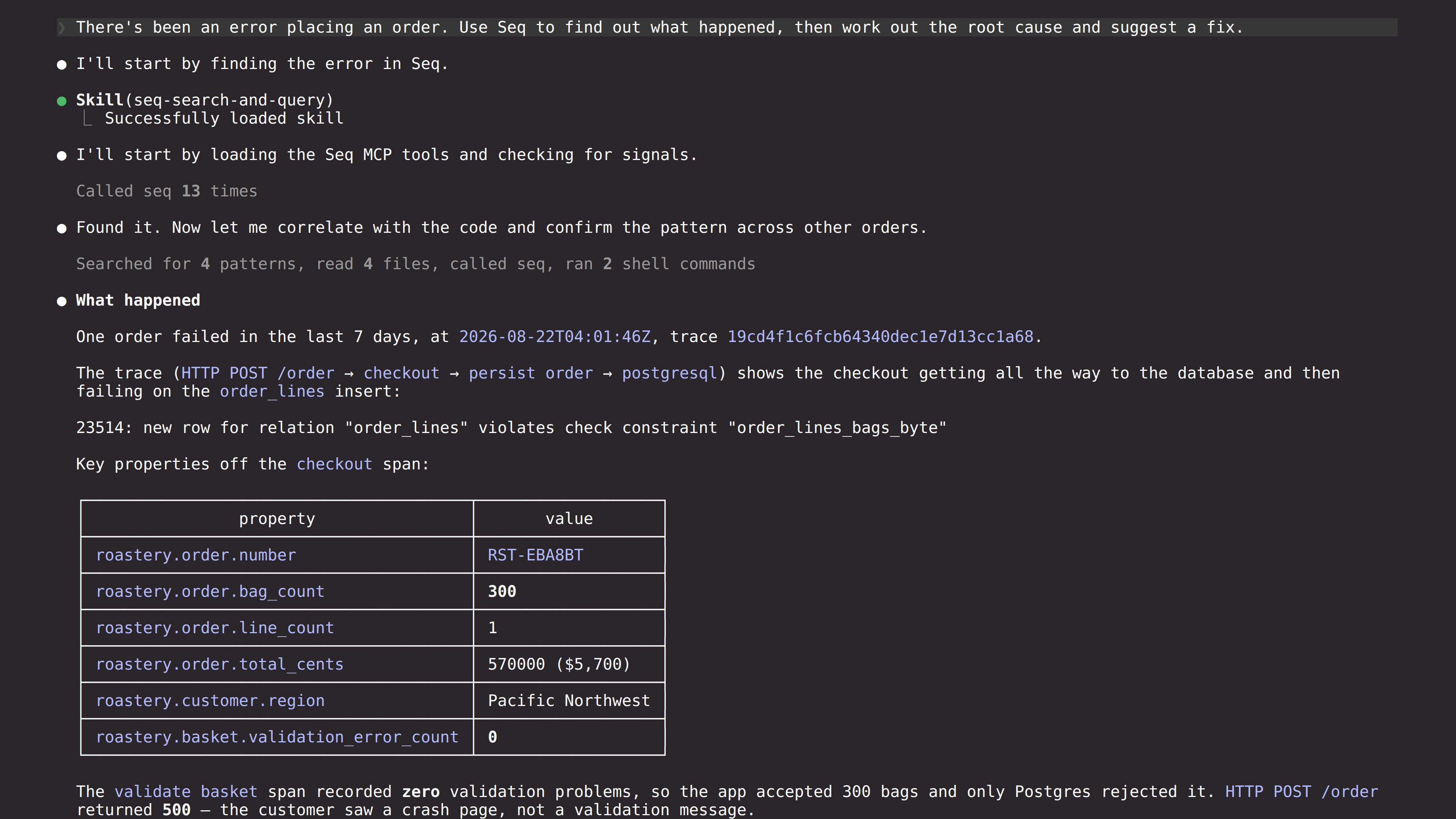 Seq MCP screenshot