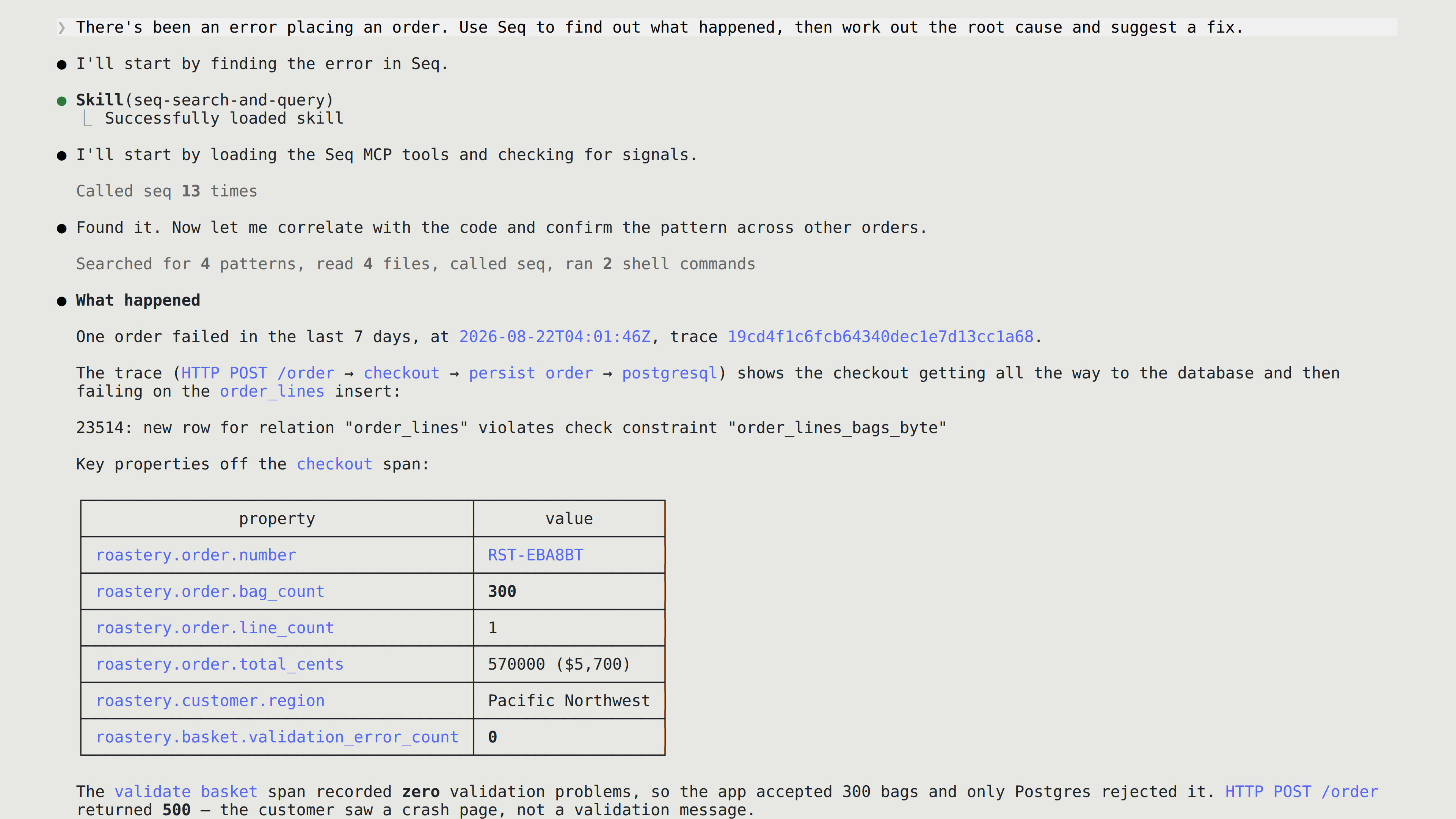 Seq MCP screenshot
